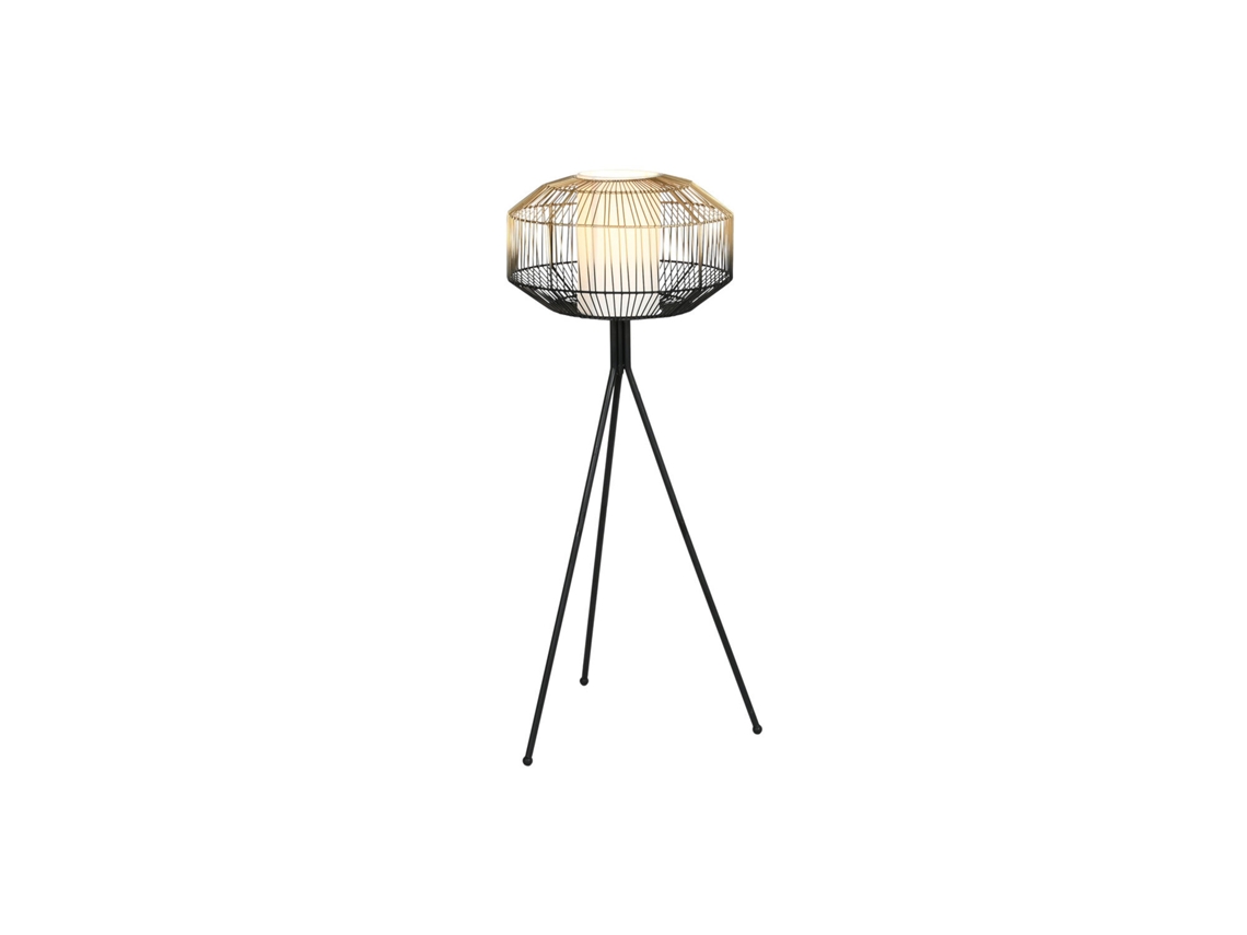 Lampara Pie Hierro Algodon Negro 39x39x103cm