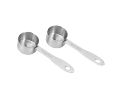 Juego de 2 cucharas medidoras de café de acero inoxidable, 30 ml, con mango largo.