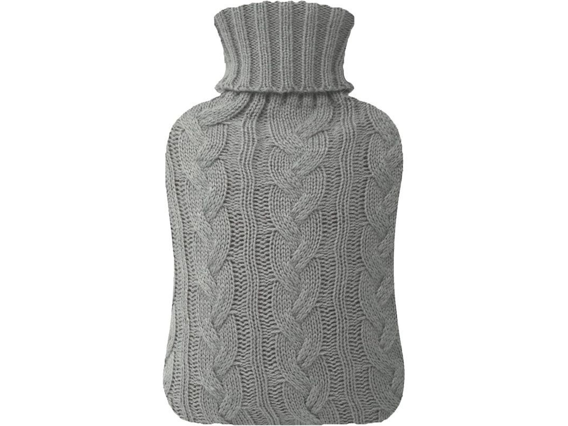 2026da-botella De Agua Caliente Con Funda Tejida, Alivio De Dolores De Cuello Y Hombros, Gris 2l