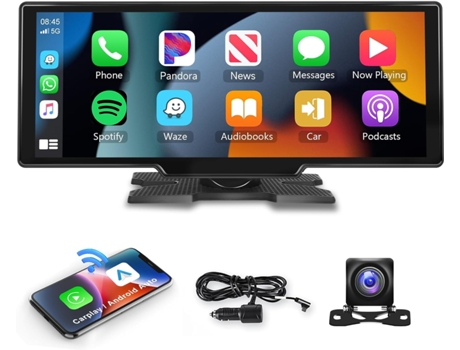 Pantalla táctil de 10.26" inalámbrica VENISYMLIS, receptor de audio portátil para coche compatible con Apple Carplay y Android Auto, lector de radi...