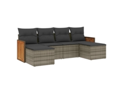 Conjunto de 6 sofás de jardín con cojines de mimbre gris MAISON EXCLUSIVE (80x200 cm)