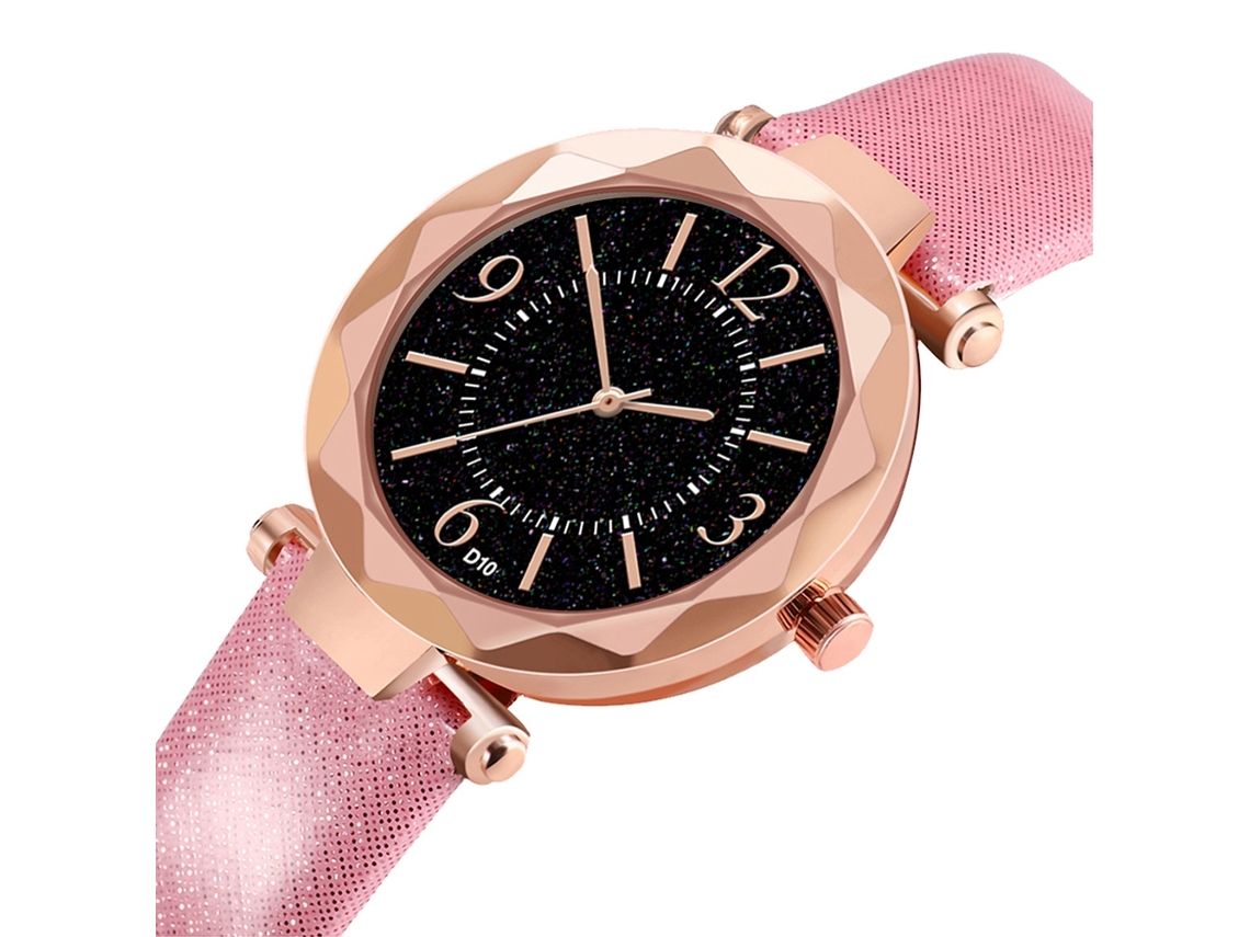 Reloj De Pulsera De Cuarzo Para Mujer Con Correa De Pu, Pantalla Analógica, Estilo Moderno Y Elegante (rosa)
