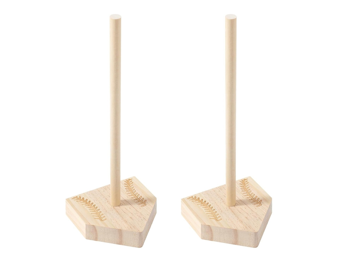 JILLIOPER Porta Anillos de Madera para Baseball, 2 Piezas, Soporte para Anillo de Softbol de 10 Pulgadas, Estante de Almacenamiento para Anillos, Regalo de Navi