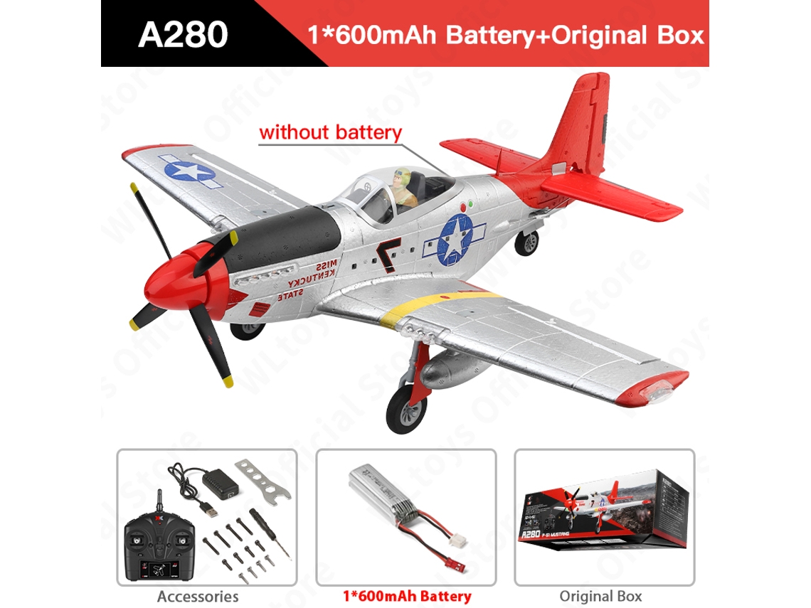 Avión RC P51 2.4G 4CH 3D/6G con luz LED de búsqueda, avión de espuma EPP para niños