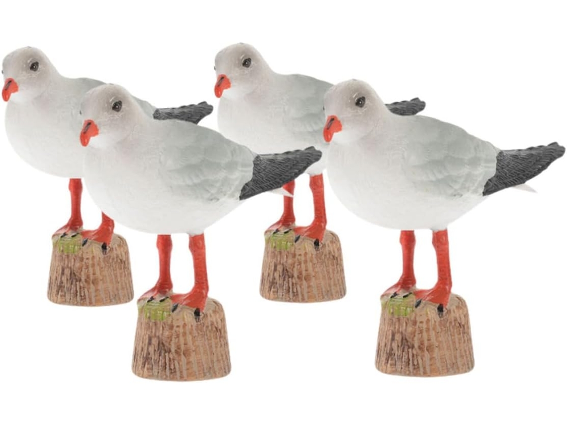 Conjunto De 4 Estatuas De Gaviotas Costeras Náuticas, Figura De Ave.