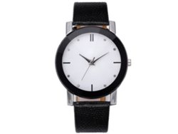 Reloj Casual De Cuarzo Con Correa De Cuero Pu Para Estudiantes Dial Grande Con Piedras Blancas