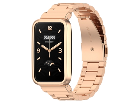 Correa de acero inoxidable tres cuentas para Xiaomi Mi Band 7 Pro - oro rosa
