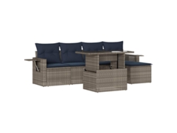 Maison Exclusive - Conjunto De Sofá De Jardín De 6 Piezas Con Cojines, Poliratán Gris