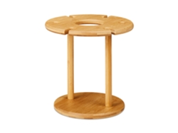 Relaxdays Soporte Copas Vino, Bambú, Para 6 Unidades, Redondo 25 Cm, Regalo Champán, Bar, Portacopas Y Botellas, Natural