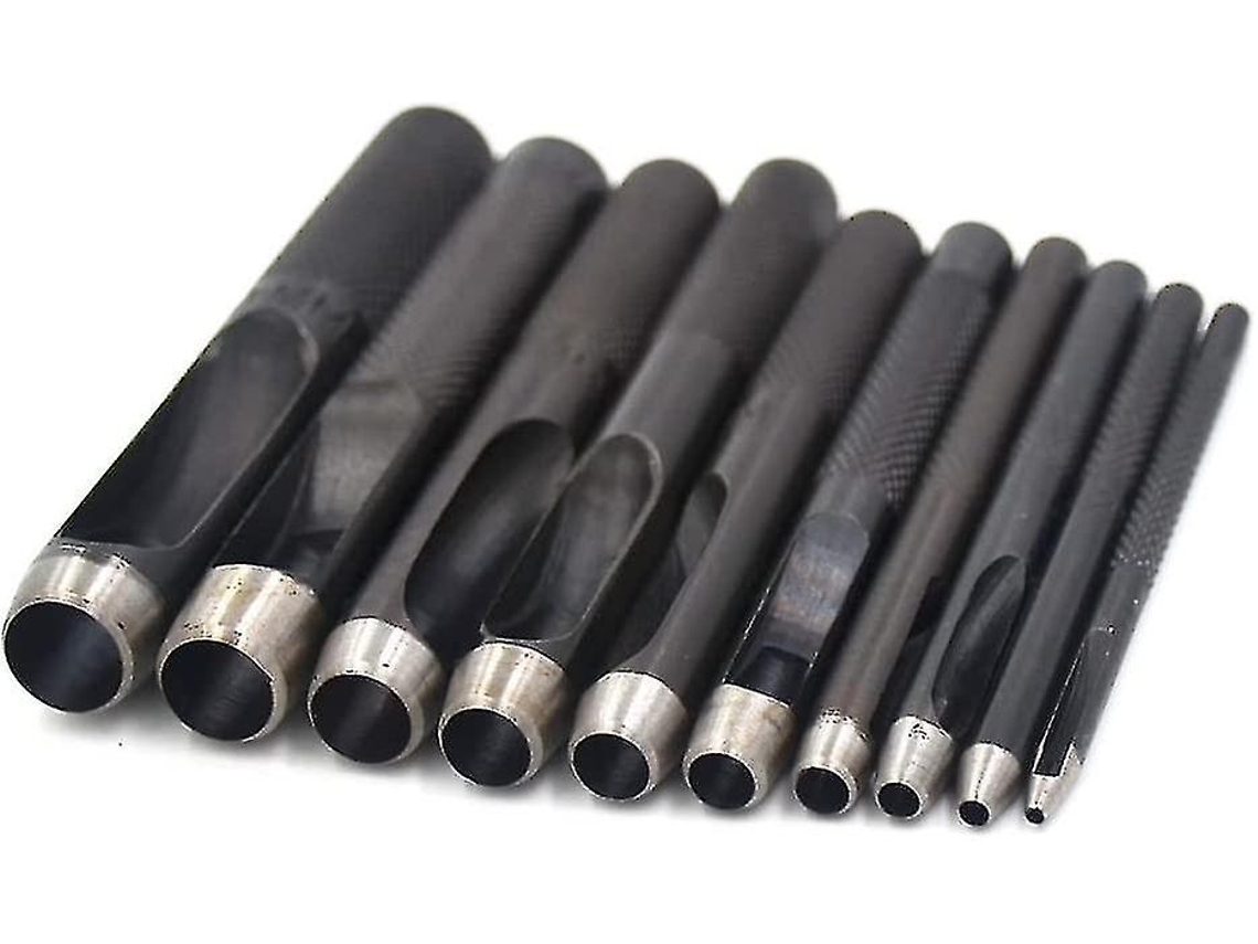 10 perforadoras redondas de acero al carbono para cuero, agujero hueco, herramienta de estampación de 1 mm a 10 mm