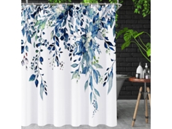 Cortina de ducha para baño con estampado de eucalipto azul de 72 cm x 72 pulgadas con ganchos