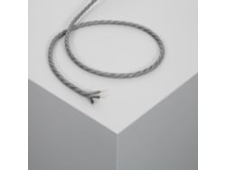 Cable Textil Eléctrico Trenzado Gris