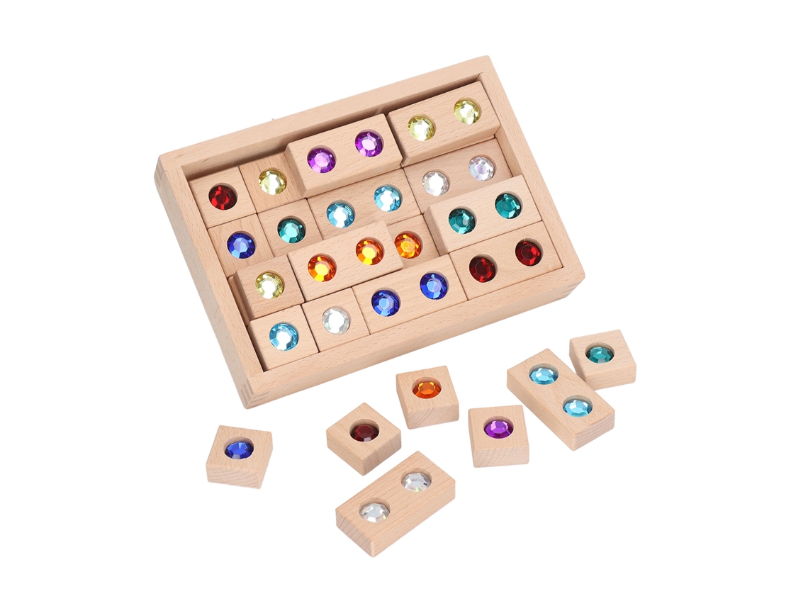 32 Blocos De Montar De Madeira Sensorial Infantil Para Crianças Com Cores Várias