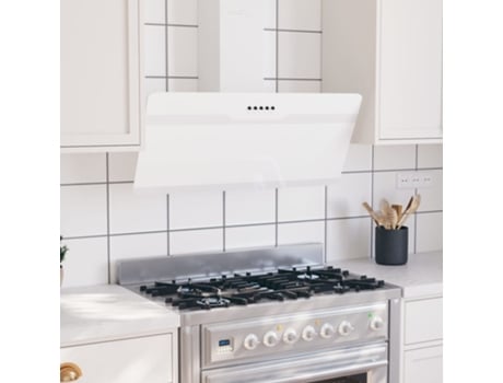 vidaXL Campana extractora pared acero y vidrio templado blanco 90 cm