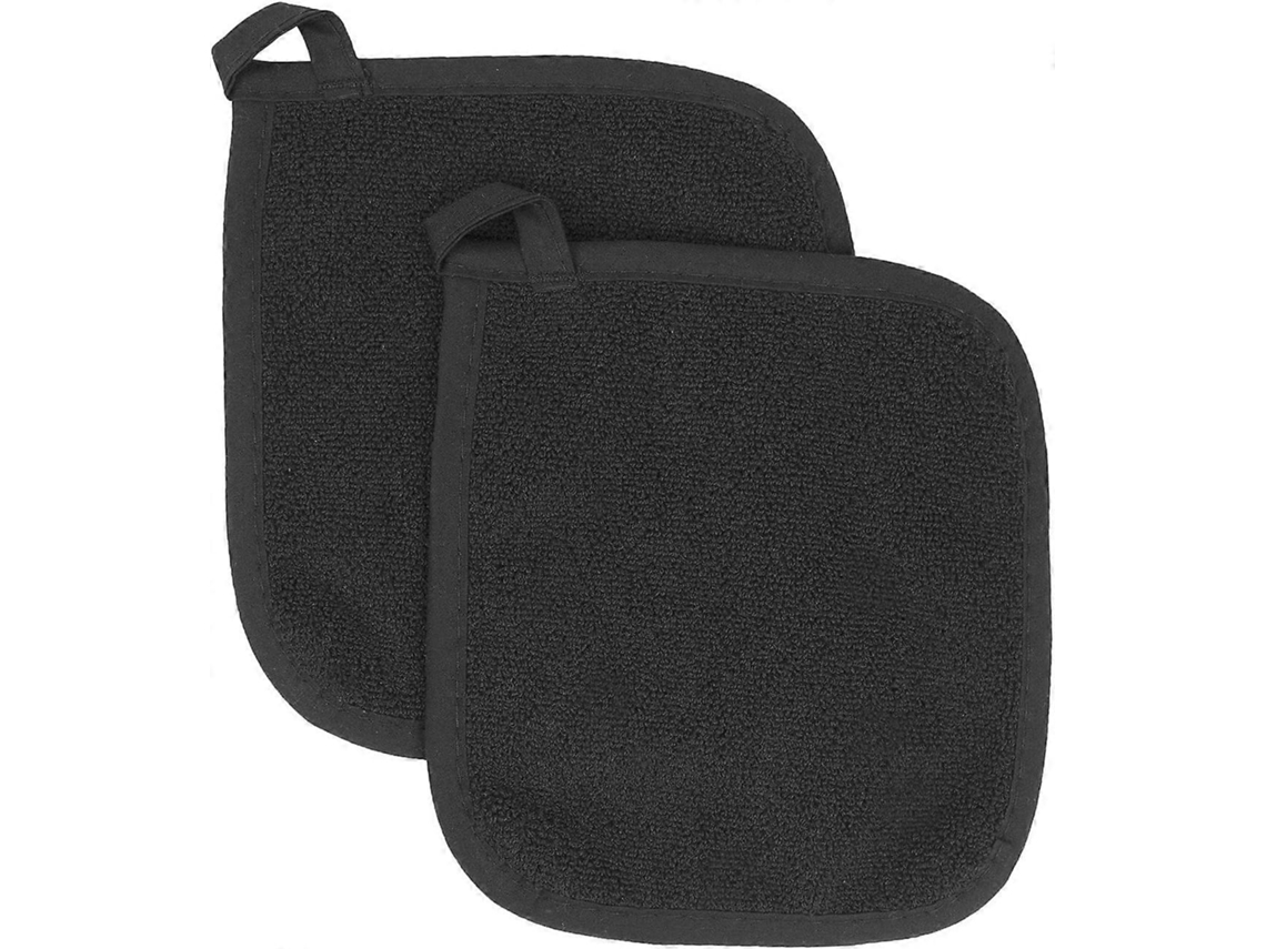 Set De 2 Fundas Para Ollas De Algodón Terry, Protectoras De Cocina, Antiquemaduras Y Versátiles Negro