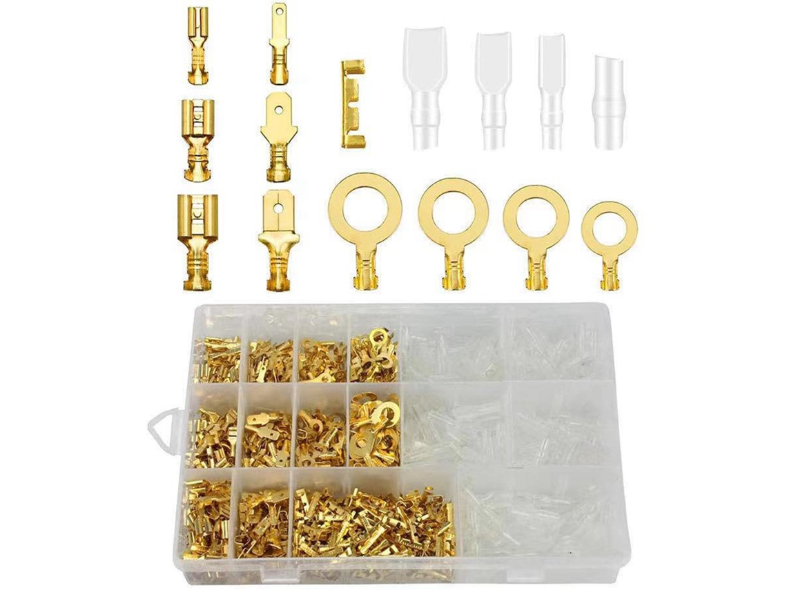 Kit De 1000 Terminales De Crimpado Rápido De Latón 2.8 4.8 6.3mm Con Cubierta Aislada Para Industria