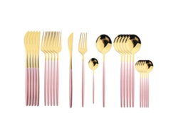 (oro Rosa) Juego De Cubiertos De Acero Inoxidable De 24 Piezas, Que Incluye Cuchillo, Cuchara Y Tenedor.