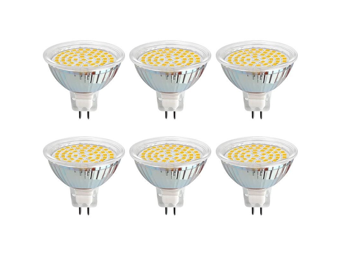 Bombilla Led Gu5.3 De 12 V Y 3 W, Luz Blanca Cálida De 3000 K Y 300 Lúmenes, Equivalente A 30 W, Paquete De 6 clase Energética A+
