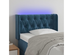 Cabecero Con Led De Terciopelo Azul Oscuro 83x16x78/88 Cm