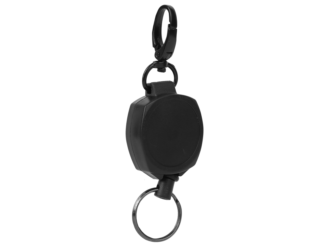 Llavero Antirrobo Elástico Con Sistema De Rebote, Portátil, Cuadrado Negro.