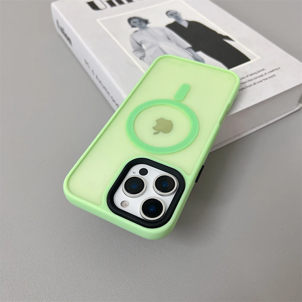 (iphone 12 Pro Max, Verde Claro) Funda De Carga Inalámbrica Magnética Magsafe Para Iphone, Con Acabado Mate.