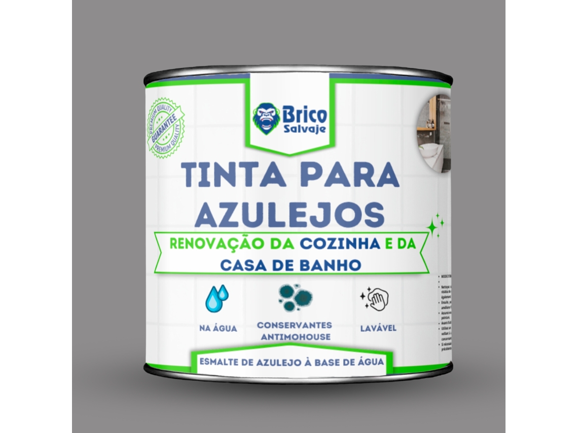 Pintura para azulejos Gris Cálido BRILLANTE 750 ML BRICOSALVAE, conservantes antimoho, fácil aplicación