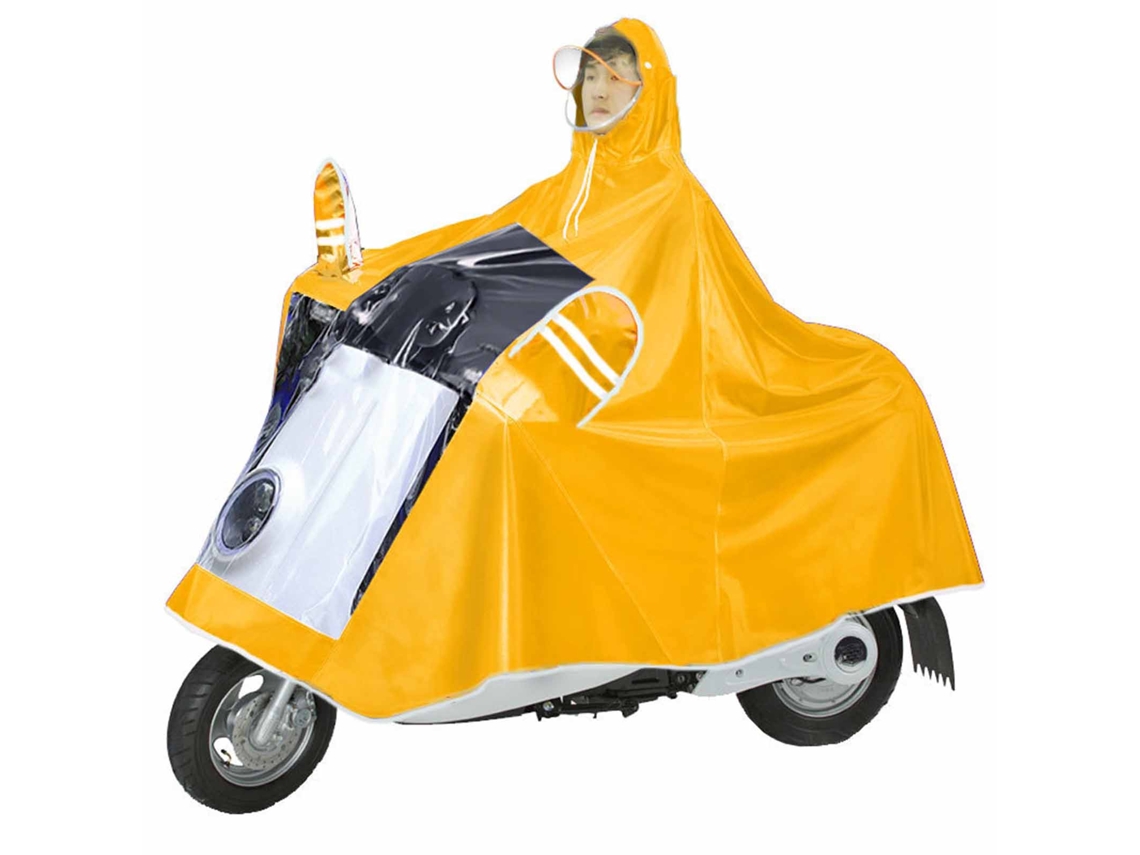 Capa De Chuva Com Janela Visual Espessada Em Tecido Oxford À Prova Dágua Poncho De Chuva Para Carro Elétrico Motocicleta Ciclismo Amarelo Dourado