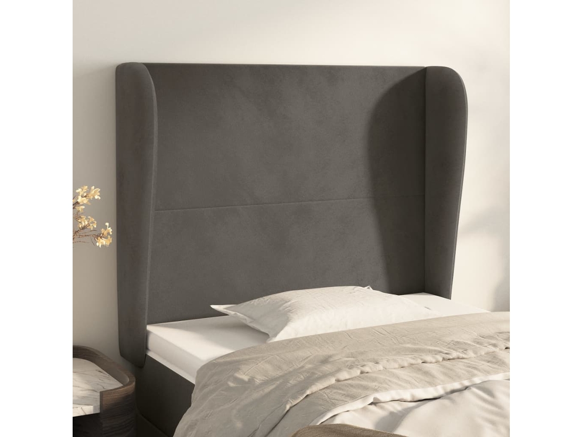 Cabecero Con Orejas De Terciopelo Gris Oscuro 93x23x118/128 Cm