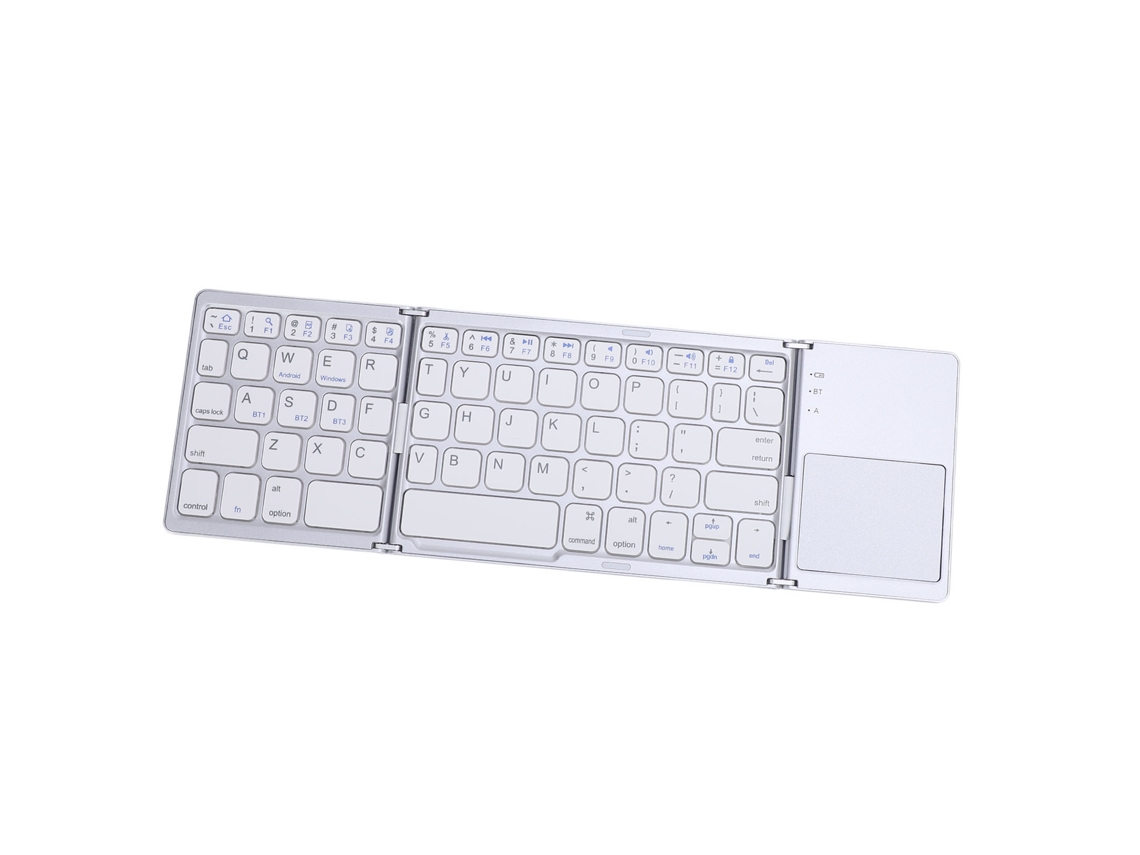 Teclado Inalámbrico Bluetooth Plegable Plata+blanco