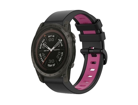 Correa De Reloj Inteligente Para Garmin Tactix 7 Pro, Correa De Silicona Deportiva De Dos Colores, 26Mm, Negro Y Rosa VENISYMLIS