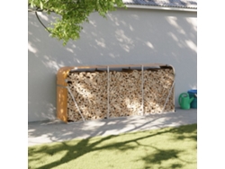 Estante para leña | Leñero de acero galvanizado marrón claro, 234 x 45 x 100 cm, WSD460632 Lovely Home