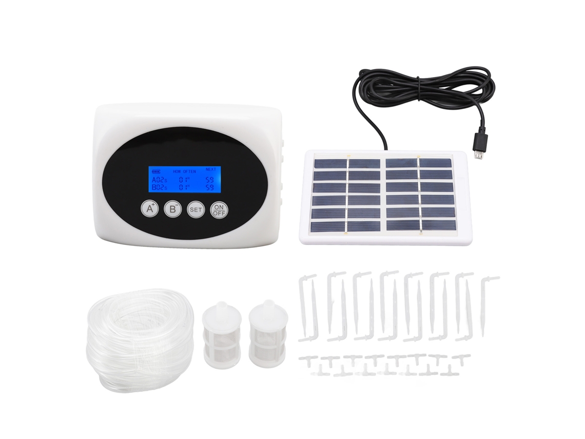 Sistema Inteligente De Riego Automático Solar Para Jardín Con Doble Bomba Y Temporizador, Kit De Riego Por Goteo, 10 M, 15 Macetas.