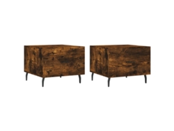 Juego de mesa de centro de 2 piezas, madera procesada, color ahumado, MAISON EXCLUSIVE (50 x 50 x 40 cm)