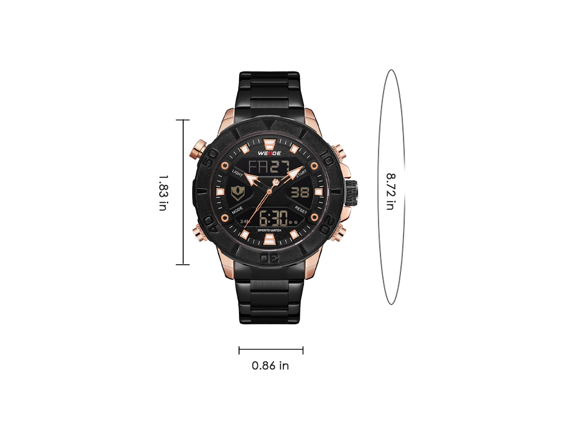 Reloj Analógico-digital De Doble Pantalla Weide Wh8503 Para Hombre Con Alarma Y Resistencia Al Agua De 3 Atm.