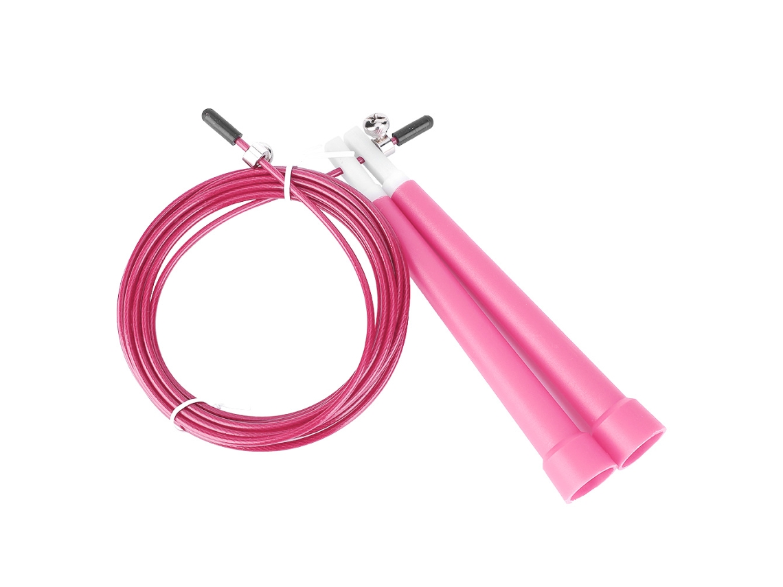 Cuerda de saltar ajustable de acero resistente para ejercicios de fitness, color rosa