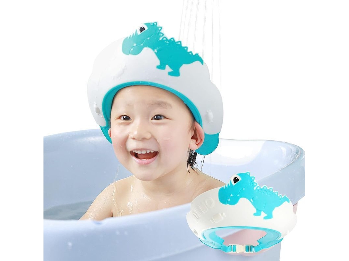 Gorro De Baño Ajustable Para Bebé, Funda Para Champú Infantil, Dinosaurio Azul, 3 En 1