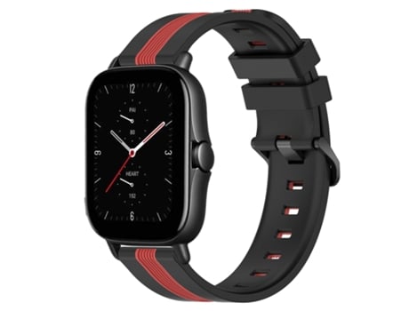 Correa de reloj inteligente para Amazfit GTS 2E Correa de reloj de silicona vertical bicolor de 20 mm (negro + rojo)