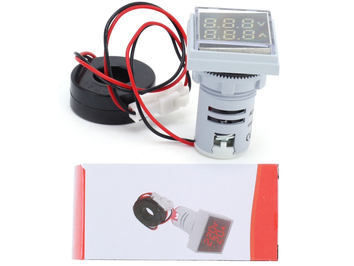 Indicador Luminoso Universal De Corriente, Cuadrado, 2 Pantallas, 60~500 V Ca, Ad16-22fva, Blanco.