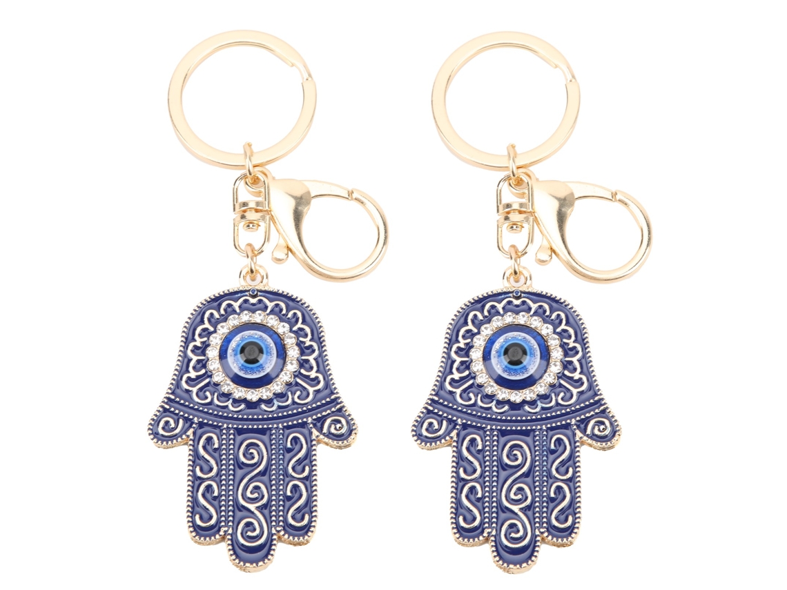 2 Llaveros Decorativos Con Forma De Palma Y Ojo Azul Para Bolsos, Ideales Como Regalo (azul Tinta)