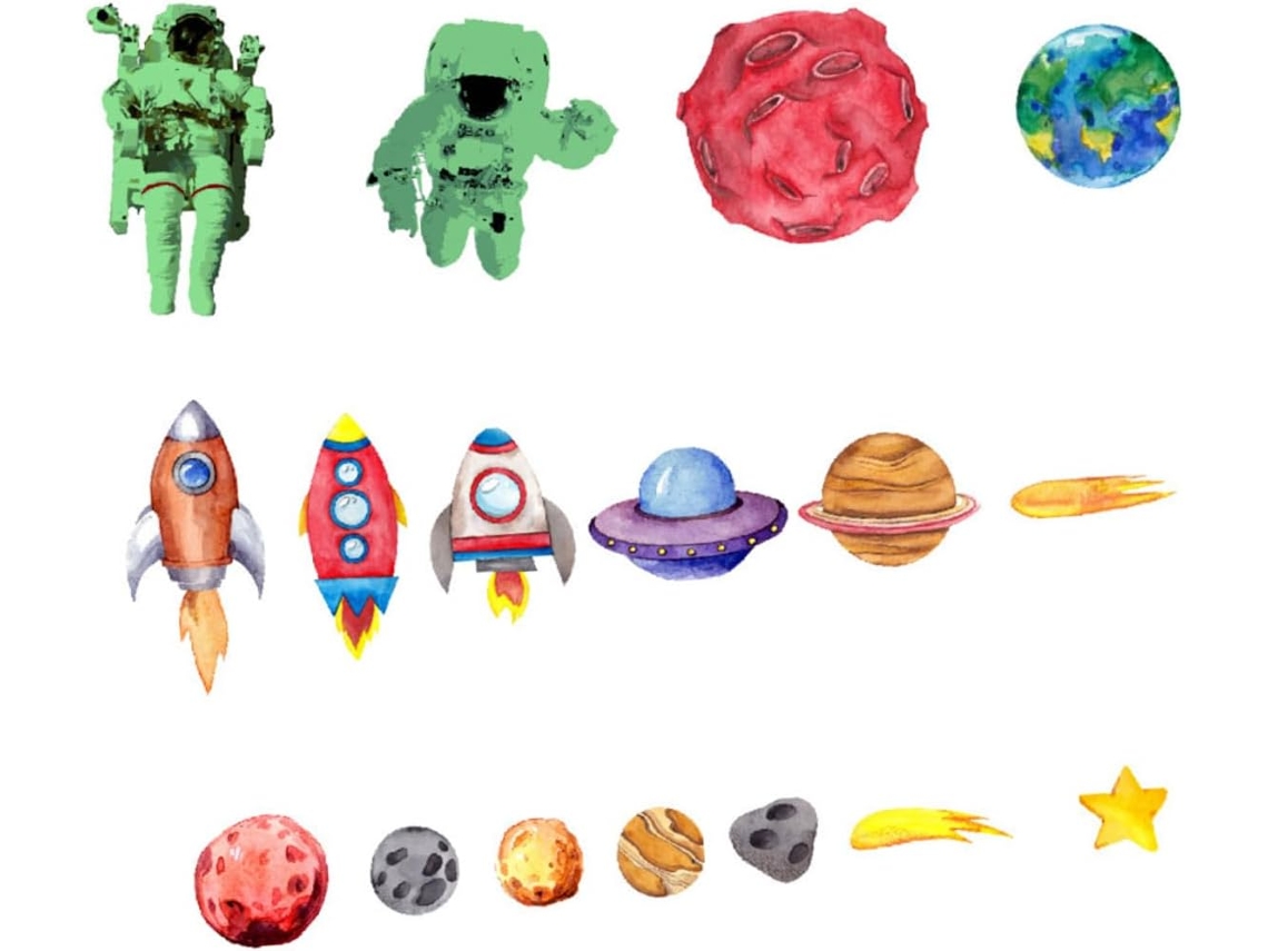 Pegatinas Luminosas Para Pared, Puertas Con Forma De Nave Espacial, Adhesivos