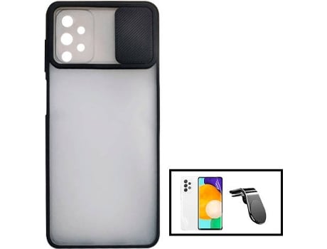 Kit Carcasa + Protector de Pantalla Hidrogel Full Cover + Soporte Galaxy A52 G4M Negro