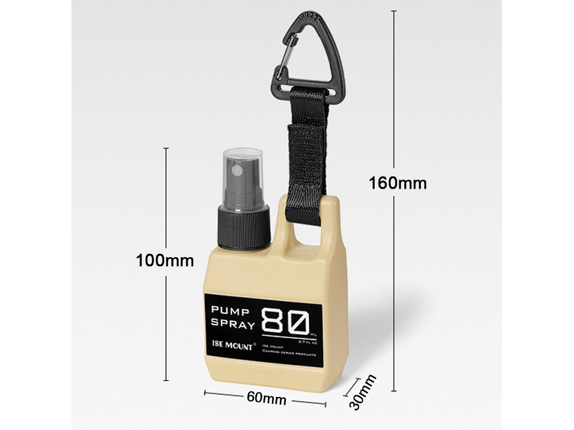 Botella Pulverizadora Portátil De 80 Ml Para Acampada Y Senderismo Con Gancho, Ligera Y Versátil.