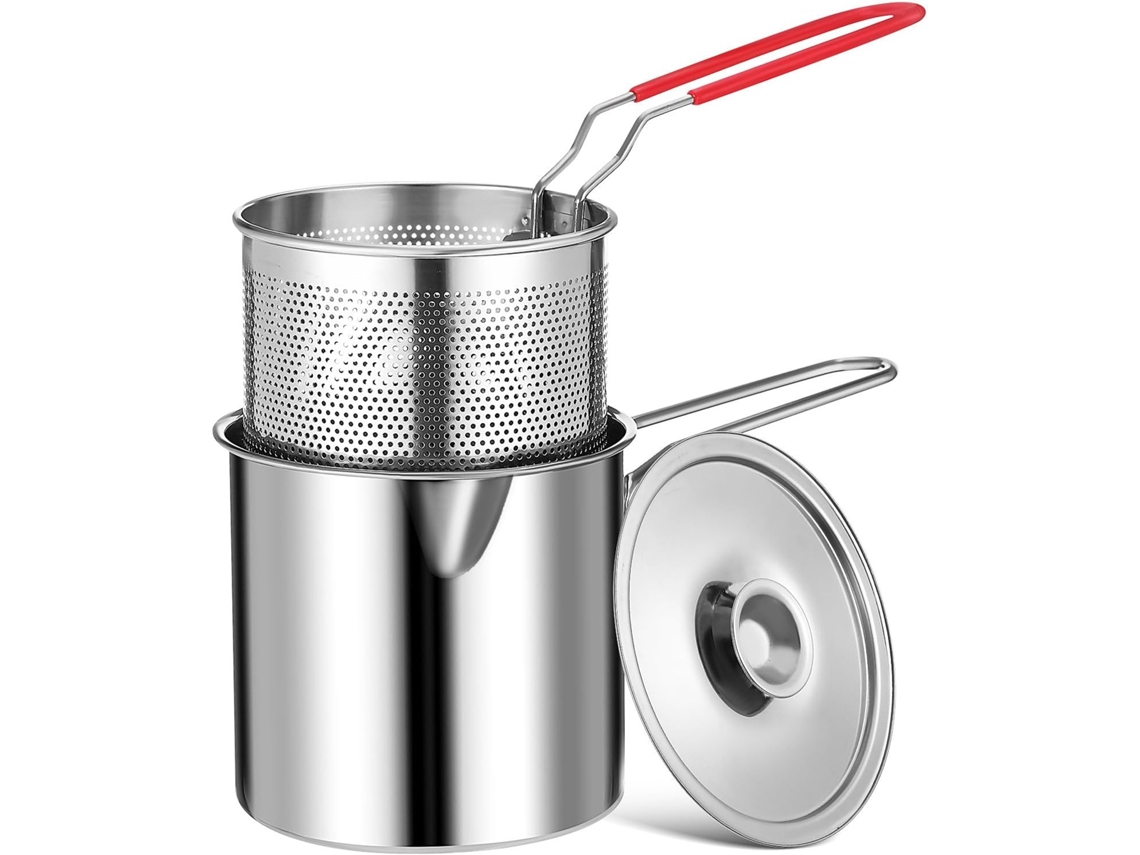 Freidora De 12 Litros De Acero Inoxidable 304 Con Cesta Y Tapa.