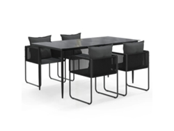 VIDAXL Juego De Comedor Para Jardín 5 Piezas Negro