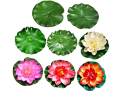 Nenúfares artificiales flotantes, decoración para estanques, piscinas y jardines, en blanco, rosa y verde, con apariencia realista. CHABERLU