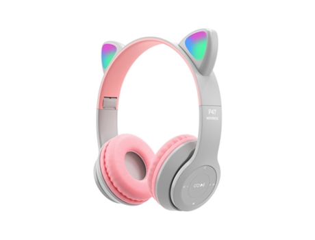 Auriculares Cat Ears Light Up Cartoon Ears Estudiantes Niños Inalámbrico Plegable Gris