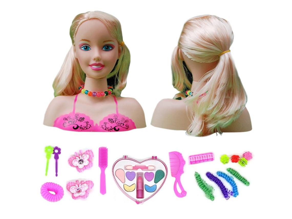 2026-juego De Maquillaje Simulado Para Niños 17 Piezas Muñeca De Peinado Y Estilismo Juguete Educativo Regalo Para Niñas