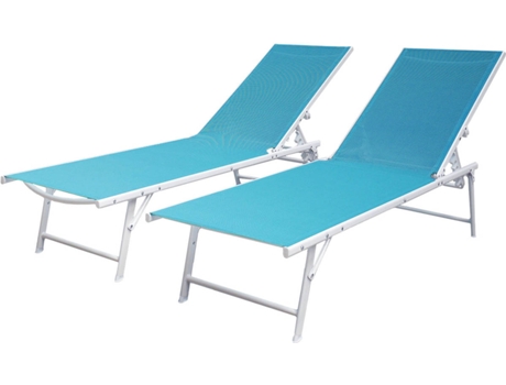 Lote de 2 Tumbonas HAPPY GARDEN Plegables Sicilia en Textileno (Azul - Estructura Blanca)