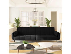 Sofá Cama | Sofá De Salón | Sofá De Descanso De 2 Plazas Con Dos Almohadas Terciopelo Negro