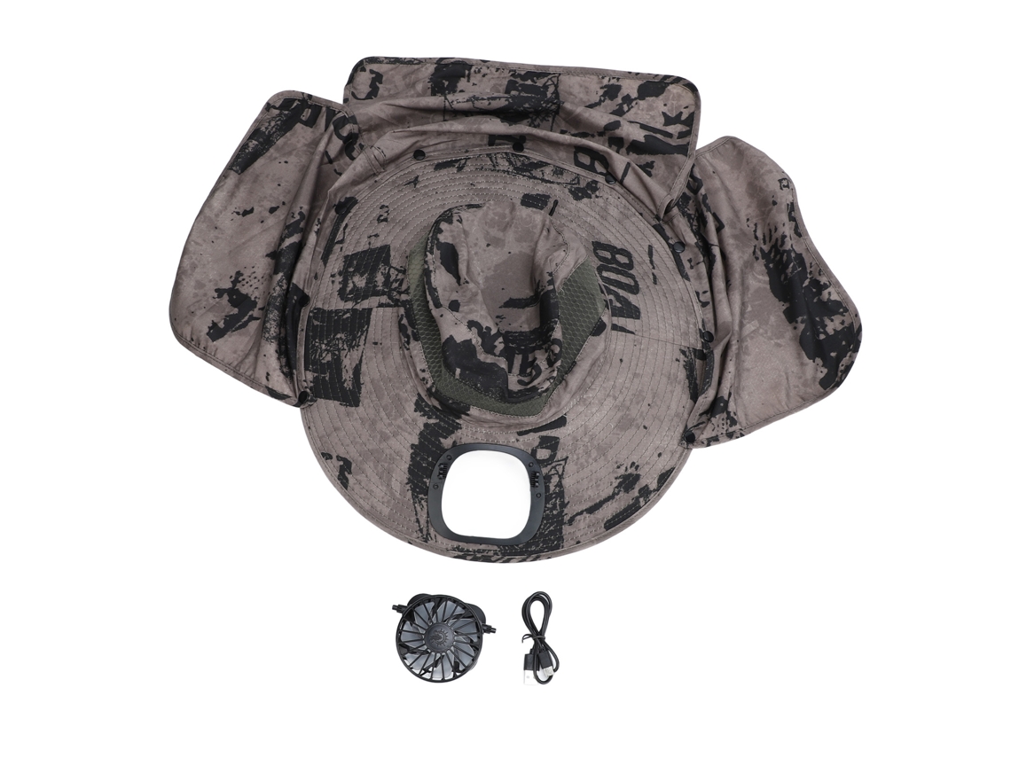 Sombrero Para El Sol Con Ventilador Solar, 3 Velocidades, Ala Ancha, Sombrero De Pesca Protector Con Upf50, Carga Usb.